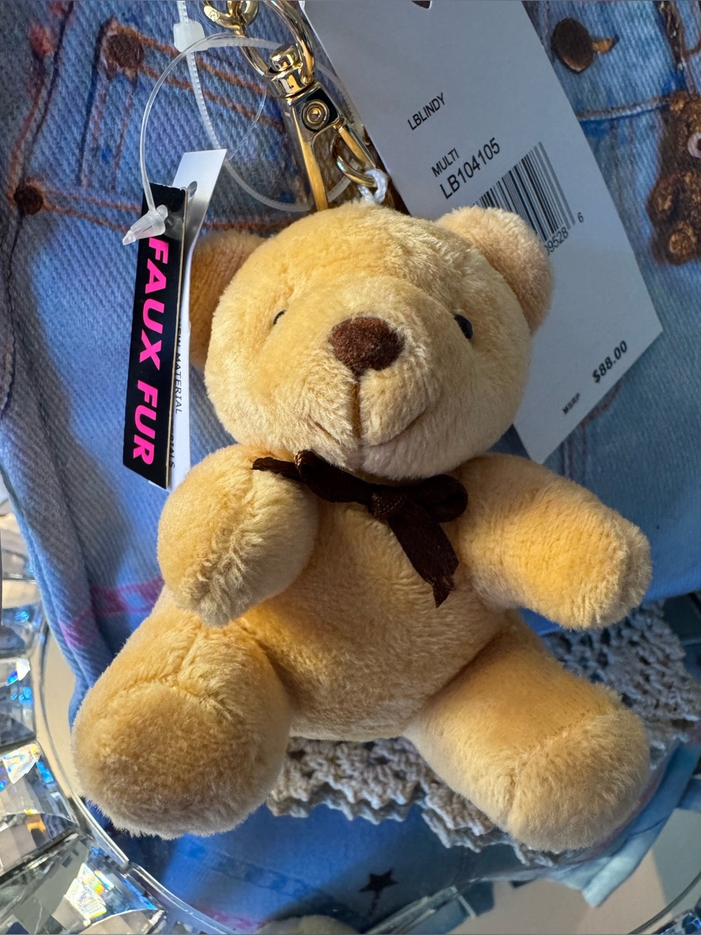 Betsey Johnson Light Blue Denim Mini Tote with Teddy Charm - Picture 6 of 12